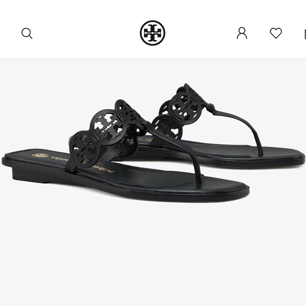 Tory Burch Tiny Miller Leather Thong Sandal 8 Black